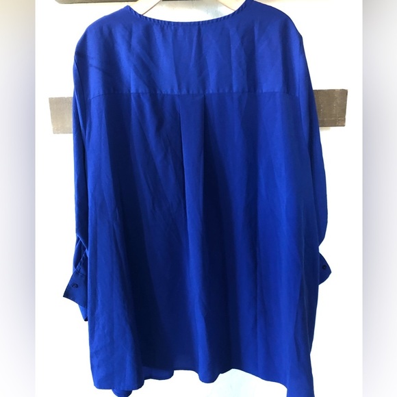 Lane Bryant|Royal blue chiffon long sleeve blouse with eyelet detail, plus size• - Picture 4 of 11